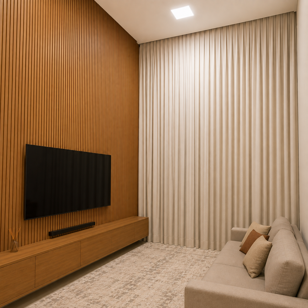 Cortina para ambiente com pé direito alto