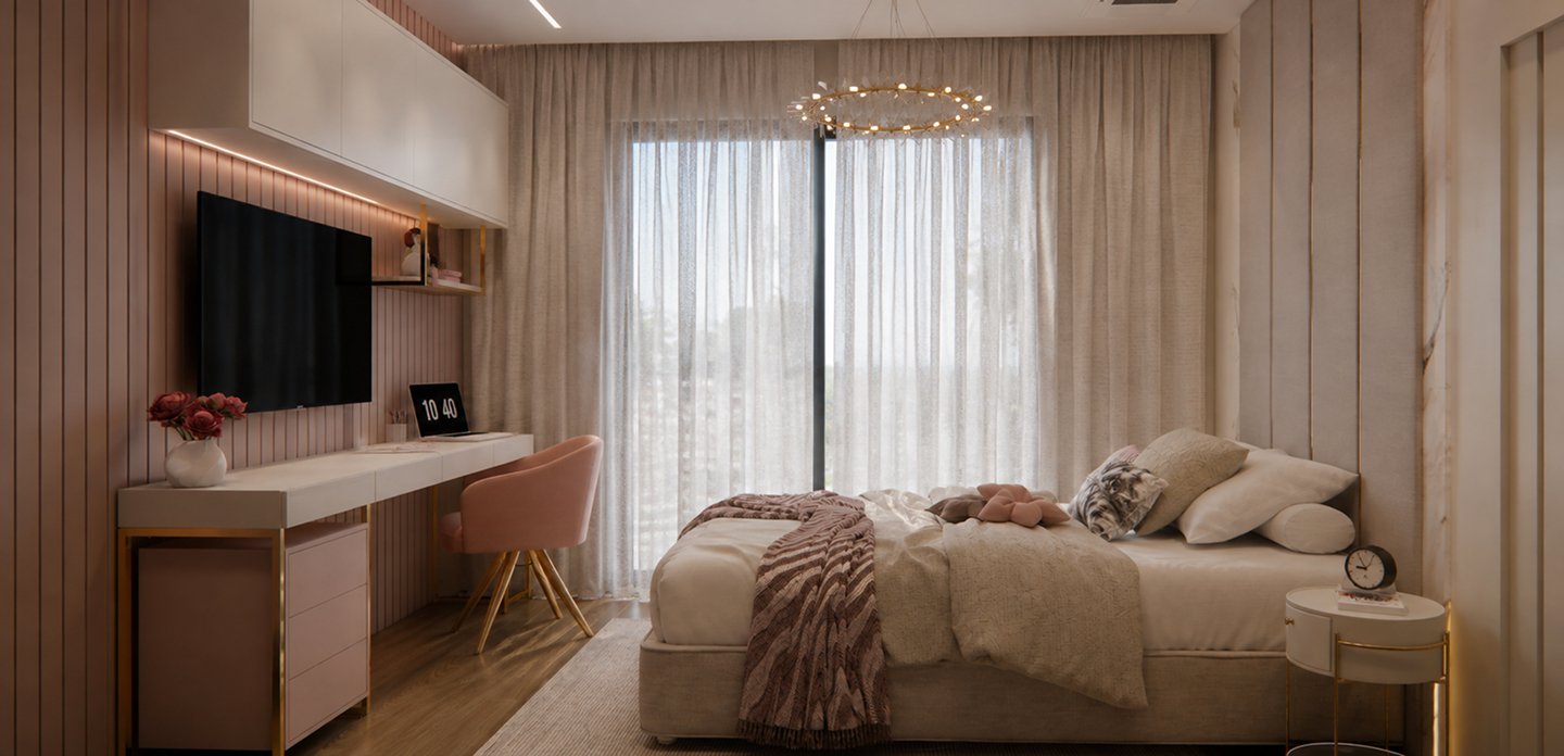 Ambiente decorado com cortinas e persianas Cris Decorações