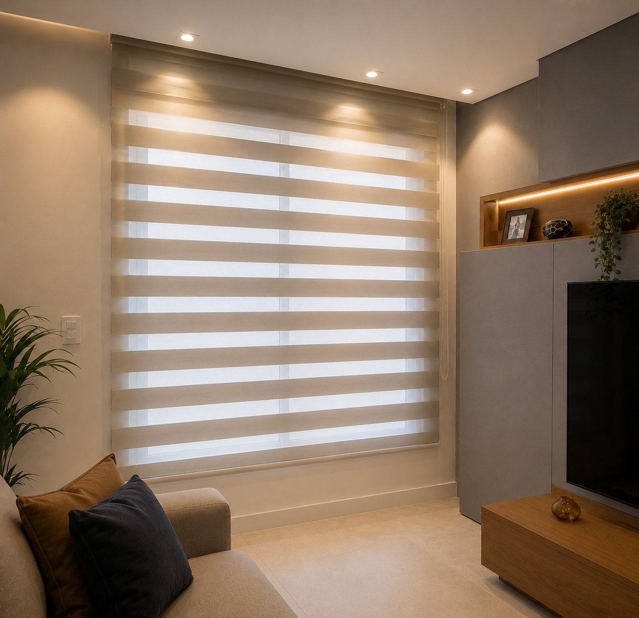 Persiana double vision com faixas transparentes e opacas